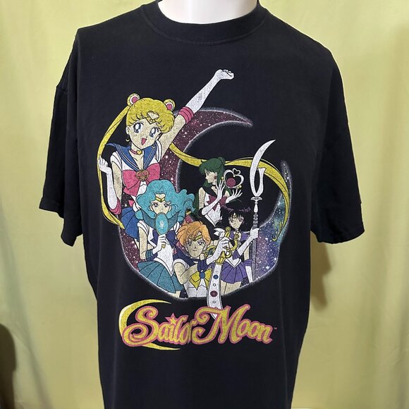 Sailor Moon Other - Sailor Moon Chibiusa Sailor Mercury Men's Black T Shirt Size XL Sailor Pluto Sai